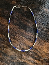 Image 3 of 5mm-18” Blue Lapis & Black Onyx Necklaces 