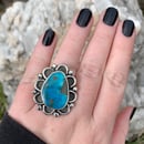 Image 2 of Kingman Turquoise Floral Border Handmade Sterling Silver Ring
