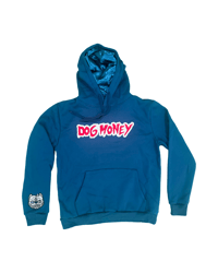 Image 1 of BLUE HOODIE - RED / WHITE PATCH