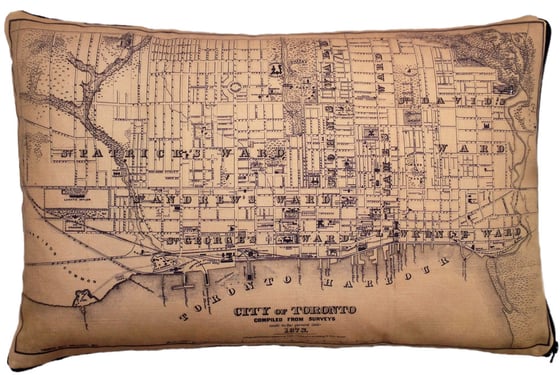 Image of City of Toronto Vintage Map Pillow