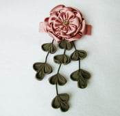 Image of Camellia Kanzashi Barette Salmon Pink - Red & Ivory also available