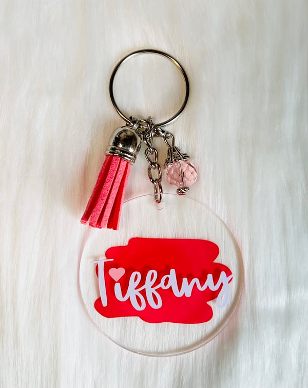 Image of Pink Name Personalized Keychain
