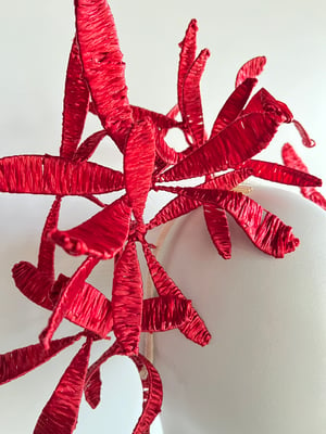 Image of Red raffia flower headpiece SOLD