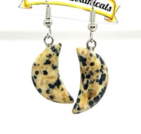 Image 1 of Dalmatian Jasper Moon Earrings