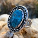 Image 4 of Bright Blue Round Kingman Turquoise Handmade Sterling Silver Ring