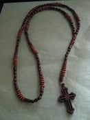Image of Stunning Wooden Beaded Rosary Style Necklace Handmade Gifts UK