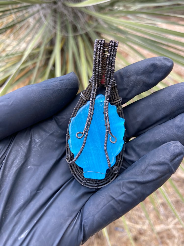 Image of Natural Blue Selenite 9 tailed fox 