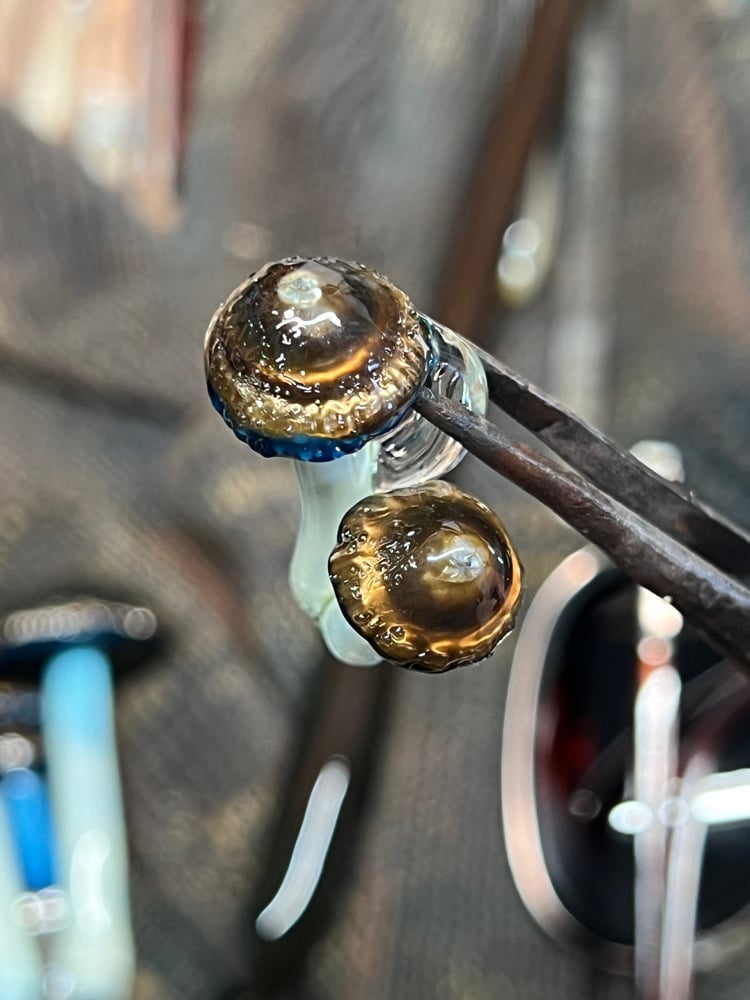 Image of Small Double Blue Staining Mushroom Pendant