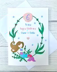 Image 1 of Personalised Mermaid Birthday Card - Custom Age Card for Kids