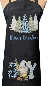 Image 2 of Merry Christmas Gnome Apron (black)