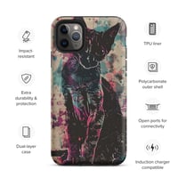 Image 7 of Colorful Watercolor Paint Splatters Black Cat Tough Case for iPhone®