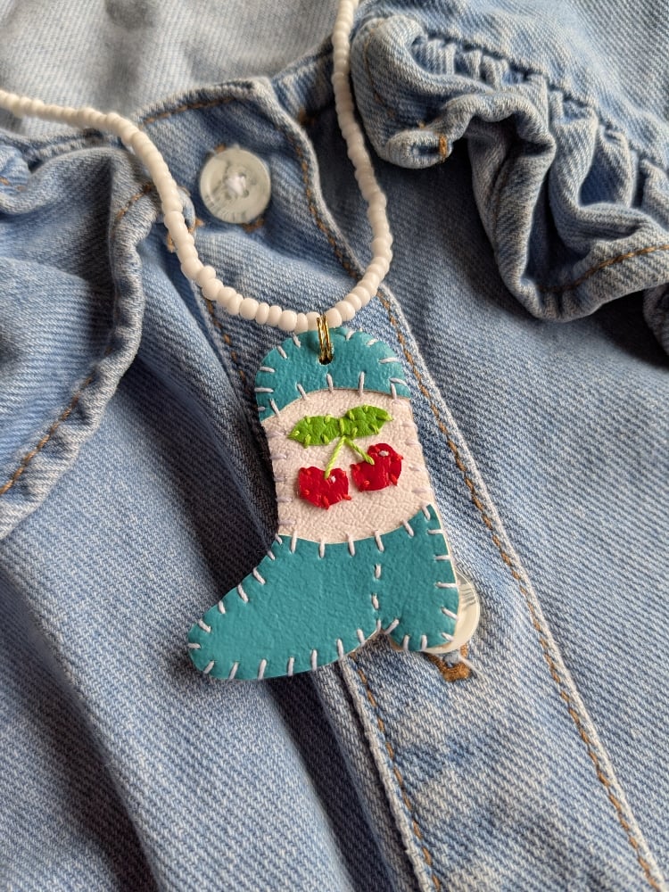 Image of Cherry Cowboy Boot Necklace