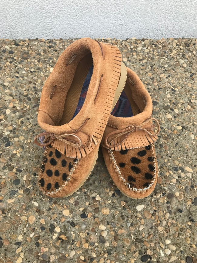 Short Roughout Moosehide Cheetah Women’s Moccasin