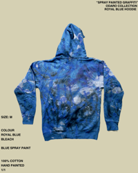 Image 2 of "SPRAY PAINTED GRAFFITI" ODARO COLLECTION ROYAL BLUE HOODIE