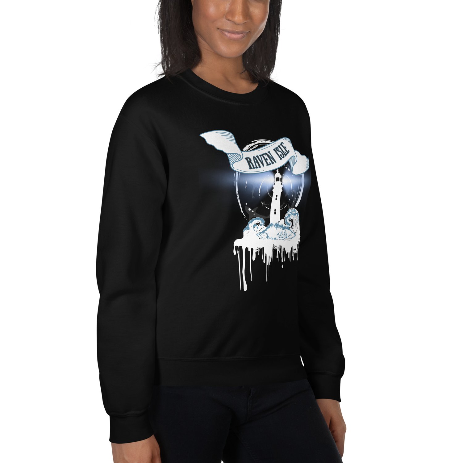 Image of Officially licensed does it hurt Raven Isle white Unisex Sweatshirt