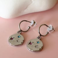 Image 2 of Multi coloured glass Nugget Stainless Steel Half Hoops