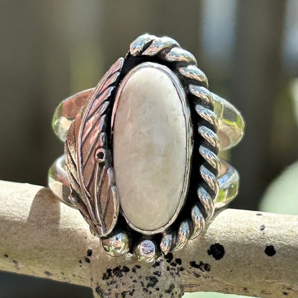 Image of Small White Buffalo Turquoise Handmade Sterling Silver Ring