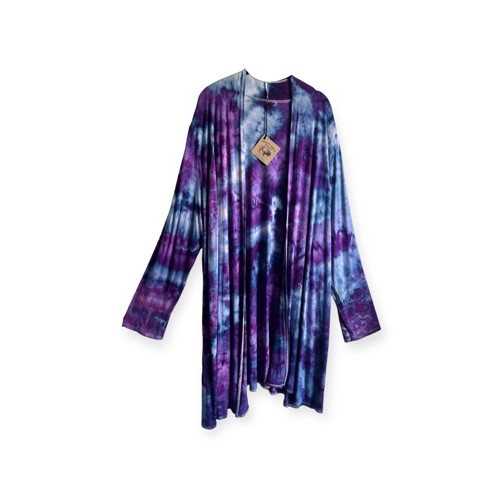 3XL Jersey Knit Cardigan in Purple Haze Ice Dye | Buffalo Betty 