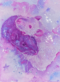 Image 1 of ‘Dreamy Rats’ Embellished Art Print 