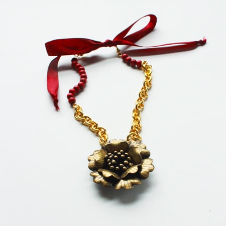 Image of Red Moon - Flower Pendant Necklace