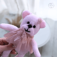 Image 2 of Knitted lady teddy bear  - pink