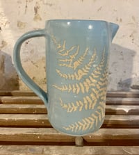 Image 1 of Large Fern Jug - Light Blue