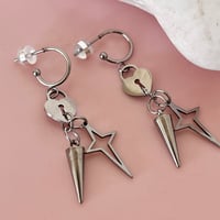 Image 1 of Lock and Charm Half Hoops