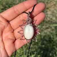 Image 4 of White Moonstone Sun/Flower Pendant 🌻🤍