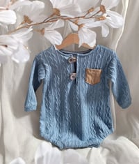 Image 1 of Photoshooting boys bodysuit |  Ari | dusty blue | 12-15 months | 18-24 months