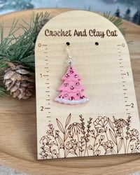 Image 4 of Pink Peppermint Christmas Tree Earrings
