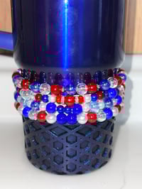 Image 3 of Fourth of July Memorial Day Patrotic Red White and Blue Tumbler Bracelet Stack