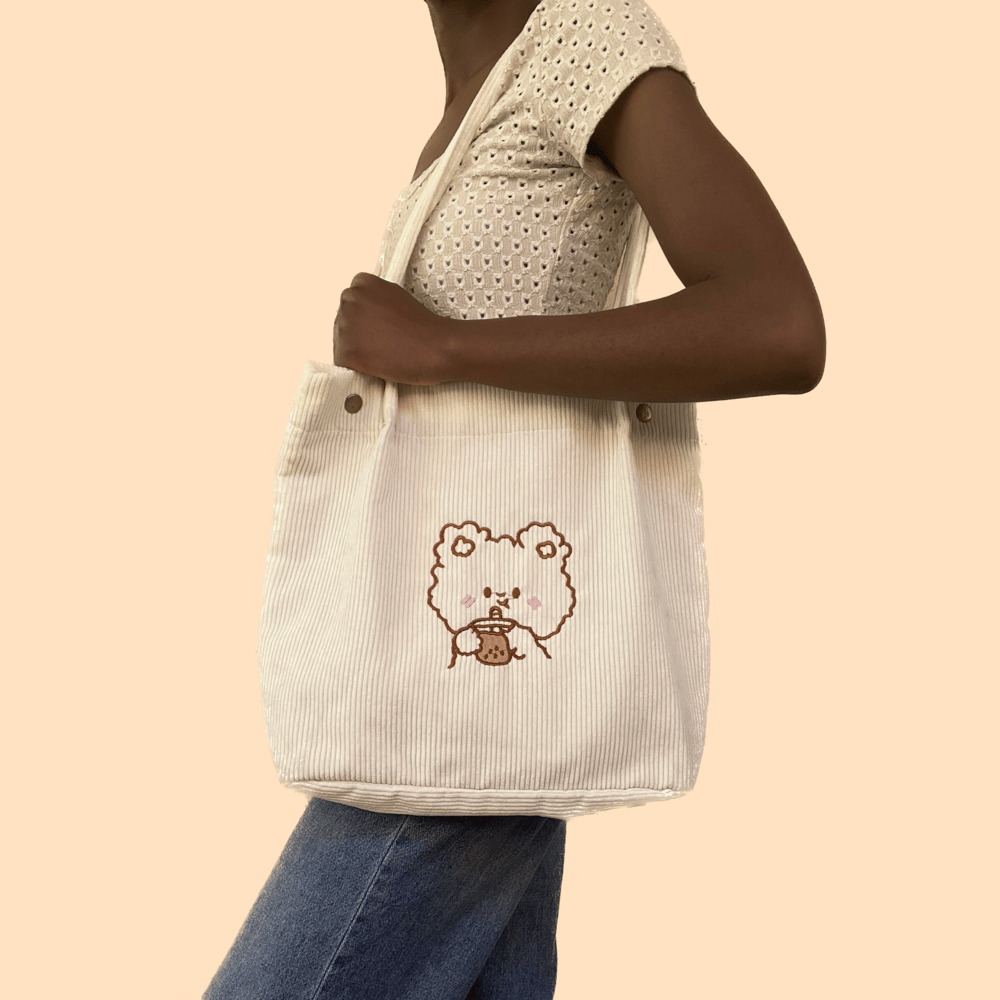 Image of Cream Boba Bear Tote