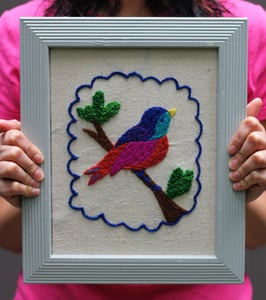 Image of Jeweled Bird Crewel Embroidery Kit
