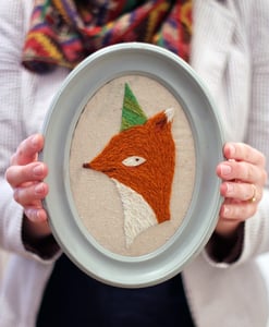 Image of Party Fox Crewel Embroidery Kit