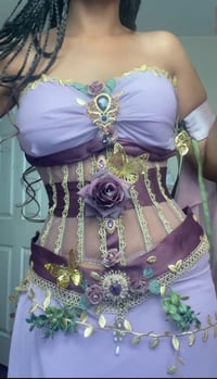 Image 2 of Ethereal Fairy Goddess Corset Gown |Handmade Lavender & Plum Fantasy Dress with Gold Embellishments