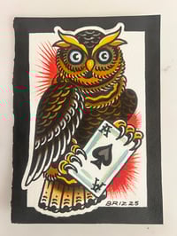 Image 3 of Lucky owl 5”x7” original painting