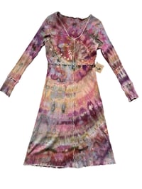 Image 9 of XL Rib Knit Long-Sleeve Dress in Autumn Spiral Ice Dye