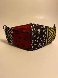 Image 2 of 3D Face Mask Red Black Yellow Ankara African print 