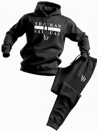 Image 5 of YB Jet Black Heavy Blend Fleece Sweatsuit
