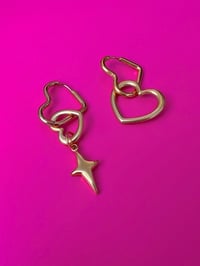 Image 4 of HEART & SPARKLE MISMATCH LINK EARRINGS 