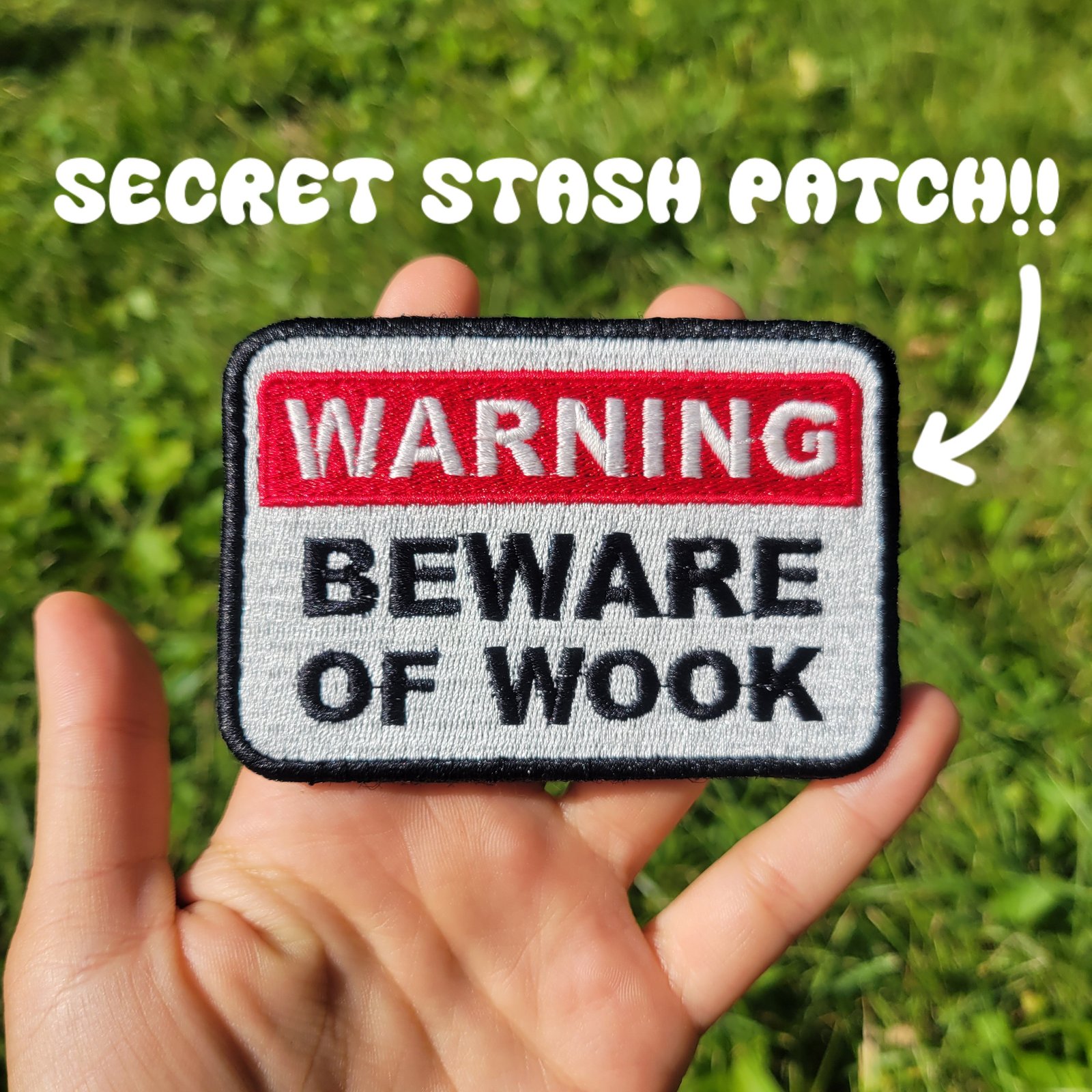 JUMBO Beware of Wook Patch, Iron-On / Sew-On / Velcro Stash Patch
