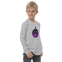 Image 3 of Youth Long Sleeve Tee - Jack O Lantern Retro Purple Glow