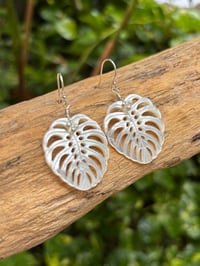Image 1 of monstera earrings in sterling silver 