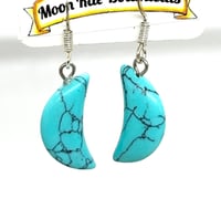 Image 1 of Blue Howlite Moon Earrings