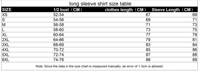 Size Chart for Shirts