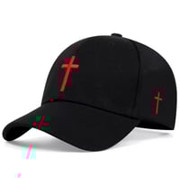 Image 1 of High Quality Cross Hat Unisex Adjustable (Black Red)