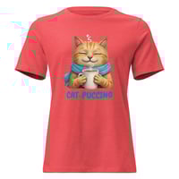 Image 1 of Cat-puccino Cute Cat Coffee Women’s Relaxed T-Shirt