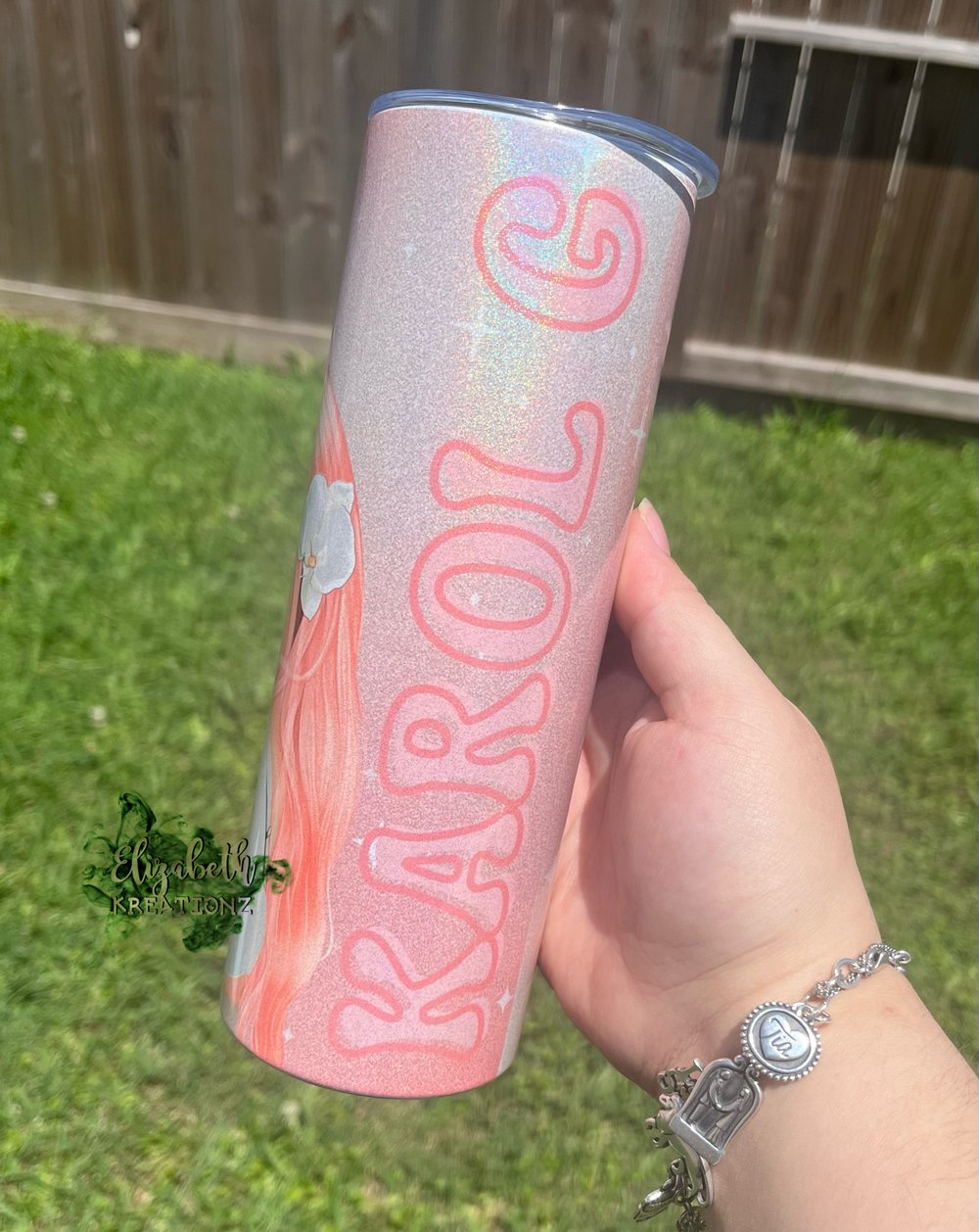 MSB Karol G Pink Holographic Tumbler