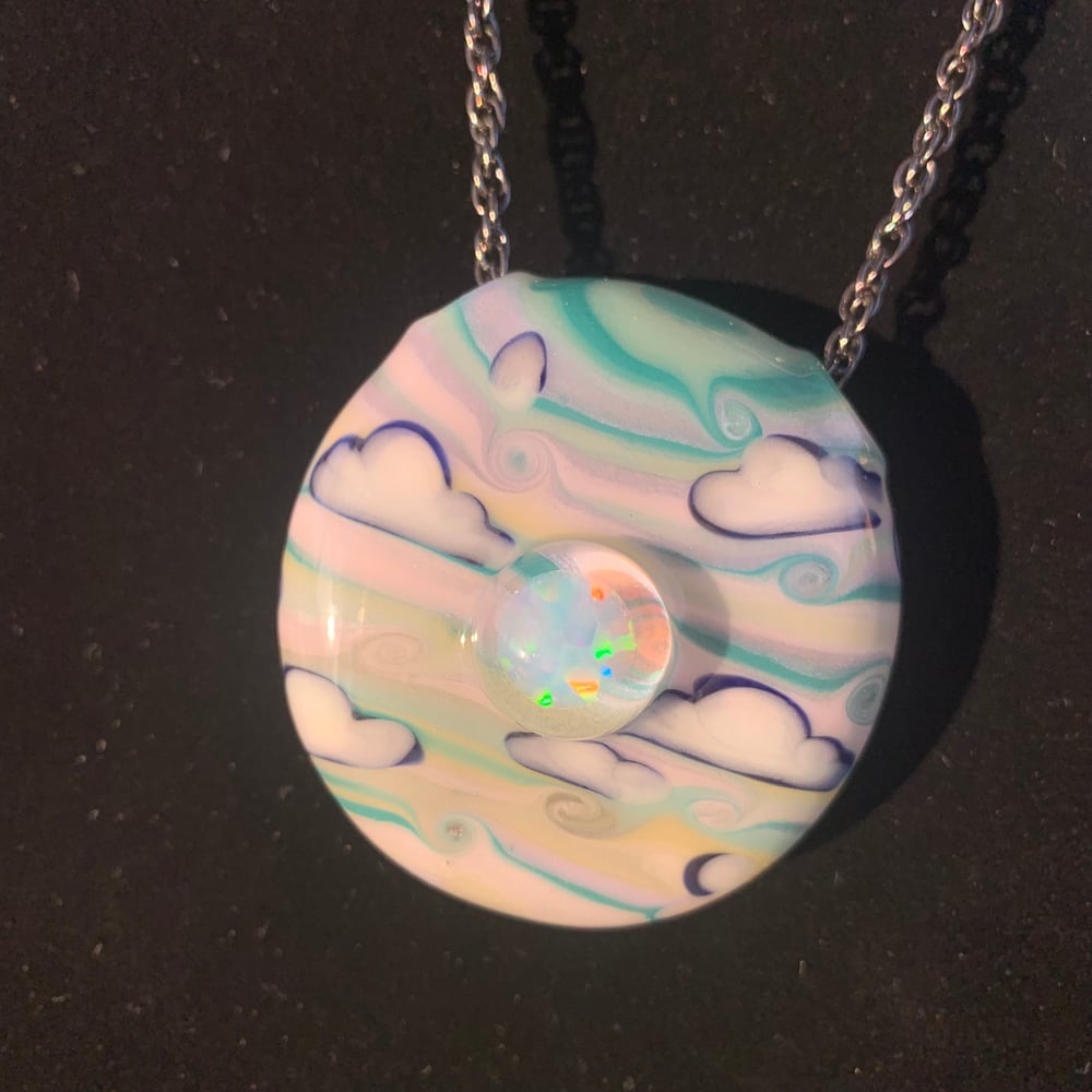 Teal sunset disc pendant  LRG