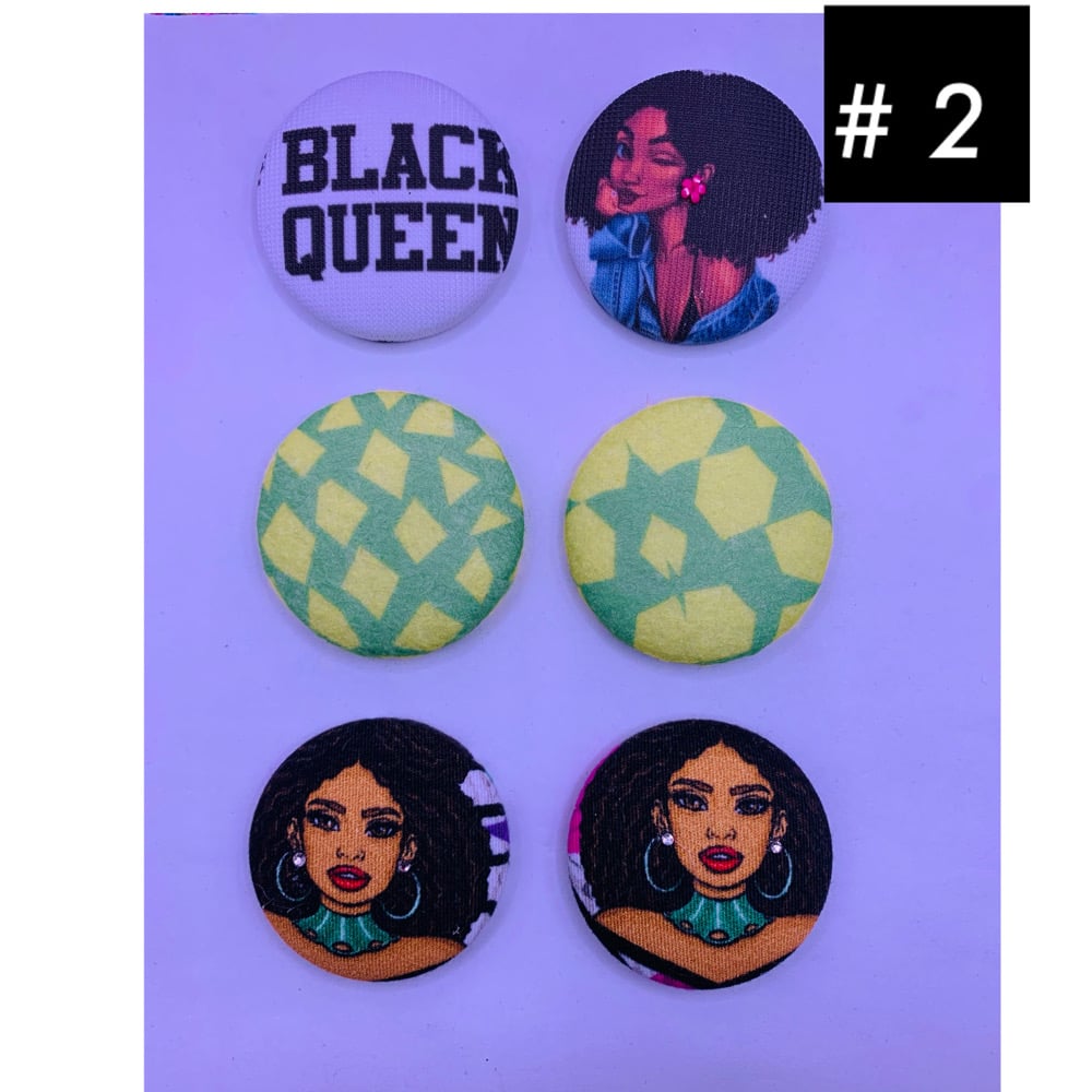 Image of Black Queen Button earrings #2